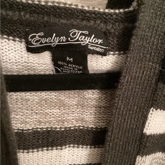 Eddie Bauer Black and Gray Striped Cardigan Sweater - Picture 2 of 5